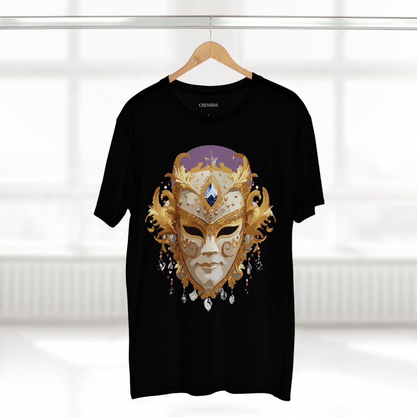 Carnival Mask Graphic T-Shirt Unisex 100 Cotton With Antique Gold Art Design Tee 18