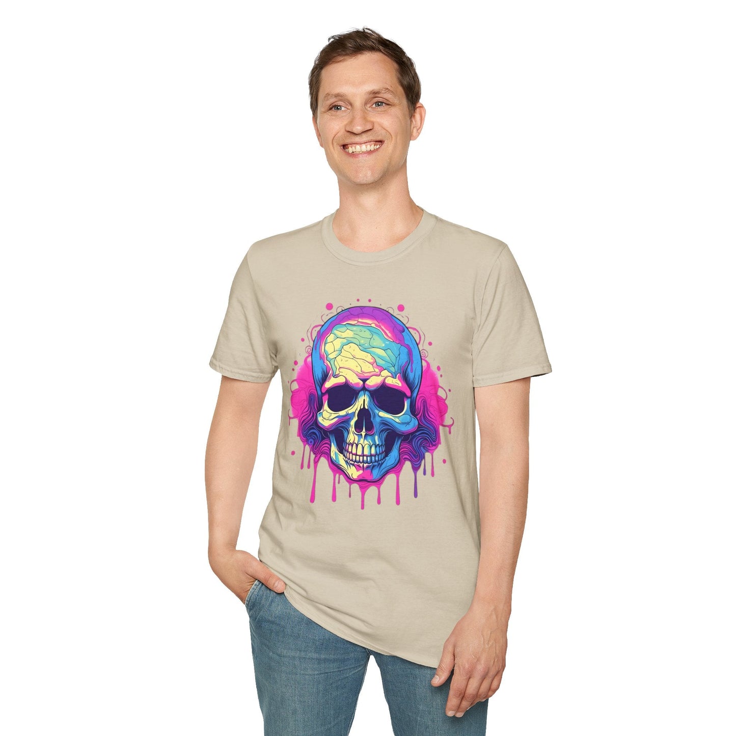 Skull Tee Shirt Unisex Skeleton Design Gildan Softstyle 64000 Ring Spun Cotton Tee