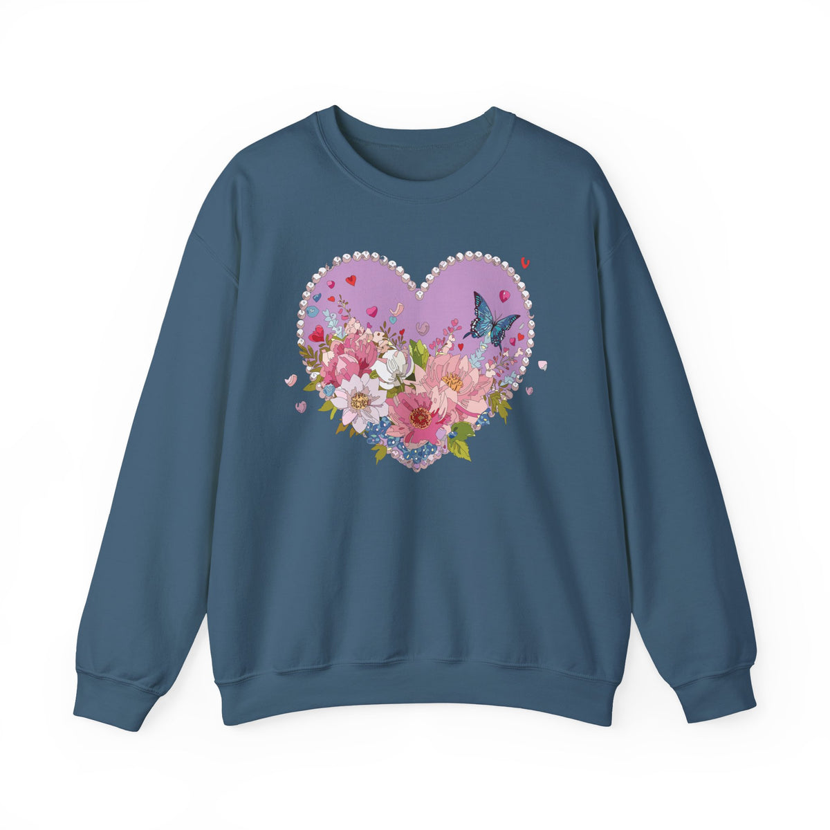 Floral Heart Love Graphic Valentine's Day Sweatshirt Unisex 50/50 Cotton-Poly Sweatshirt w43