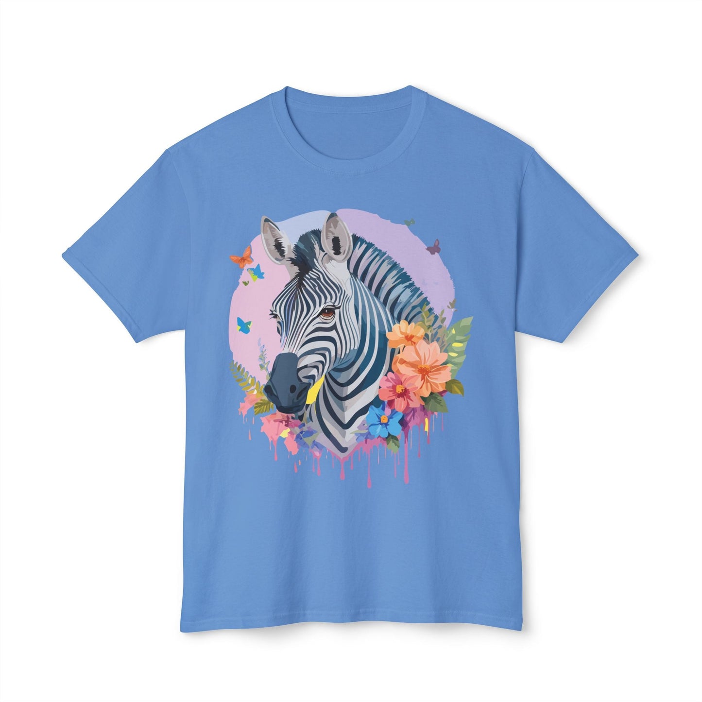 Unisex Zebra T Shirt With Art Print HD Cotton Vintage Zebra Tee Floral Design Graphic Tee