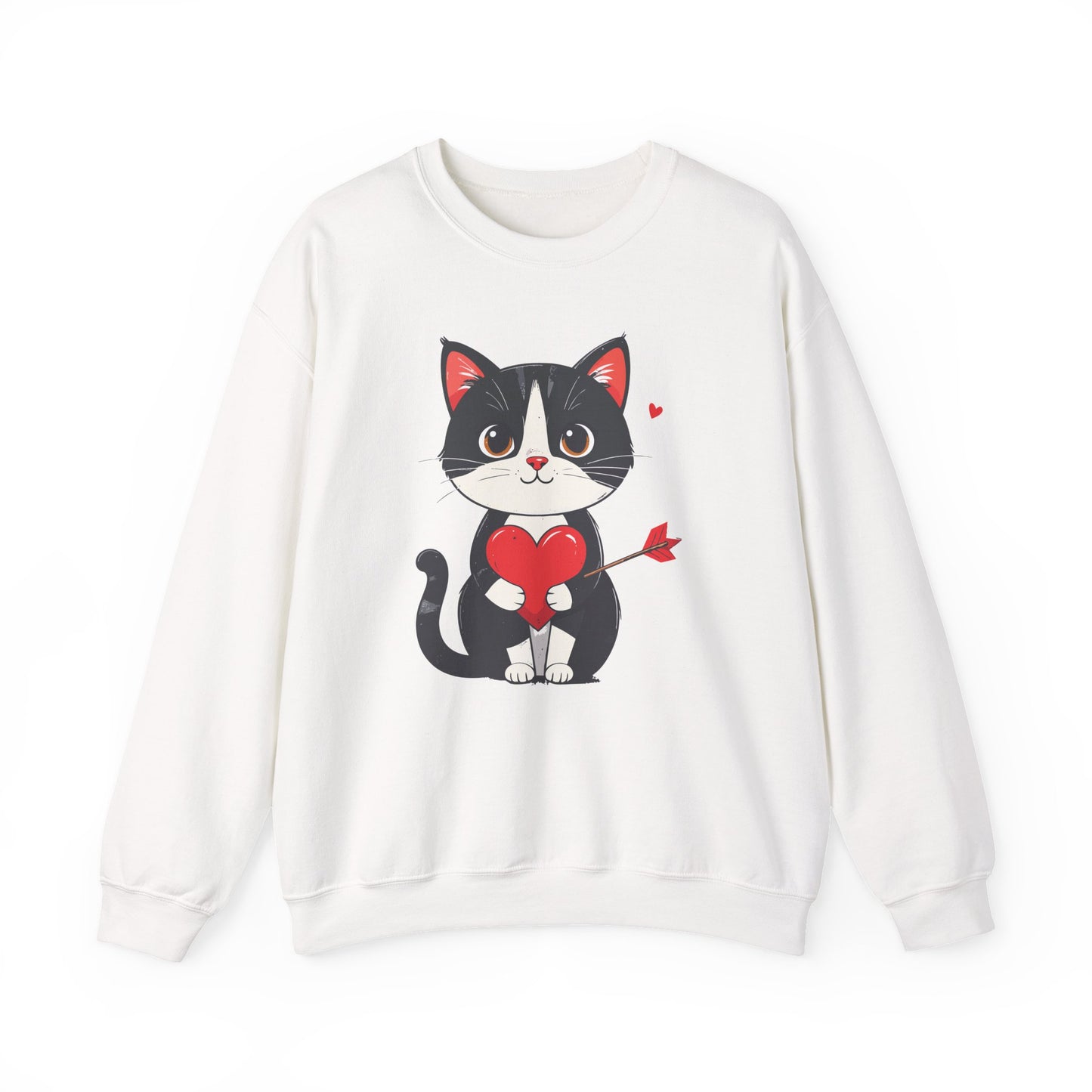 Cat Heart Sweatshirt, Heart Sweatshirt, Cat Sweatshirt, Valentine's Day Sweatshirt, 50/50 Cotton-Poly Animal Sweatshirt 103