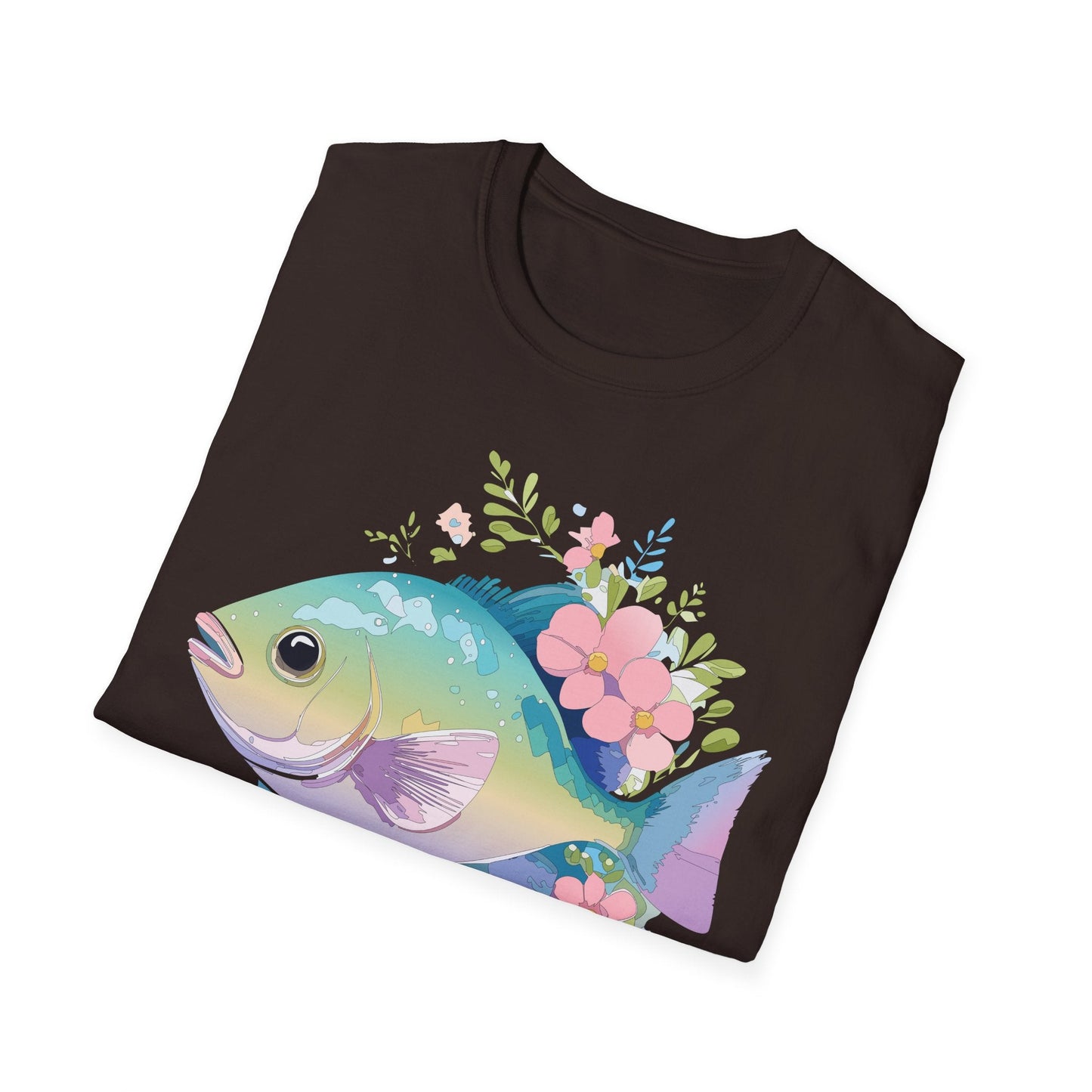 Fish Art Graphic Tee Unisex Gildan Softstyle 64000 100 Percent Ring Spun Cotton Comfortable Tee