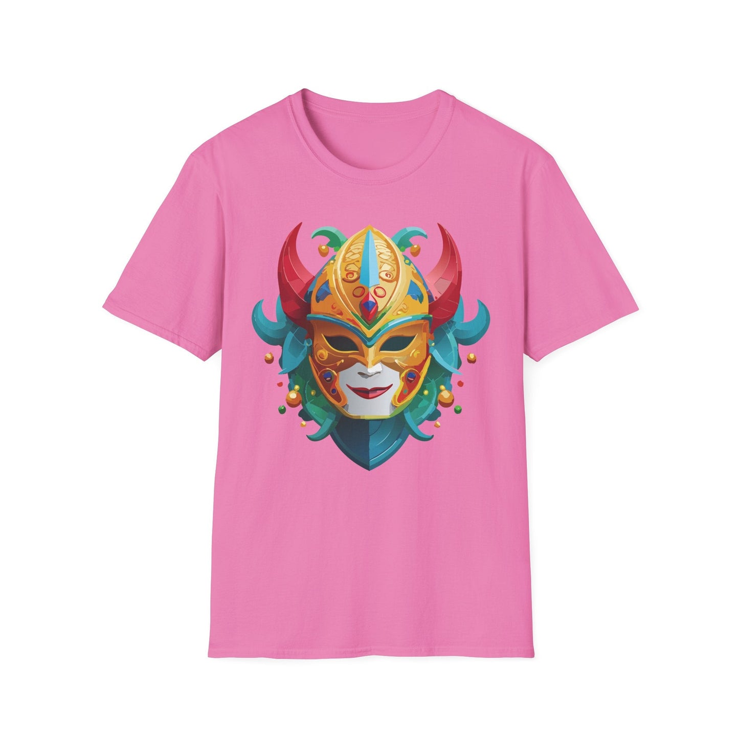 Unisex Mask Tee Shirt Softstyle Gildan 64000 Cotton Tee Masquerade Design Artwork