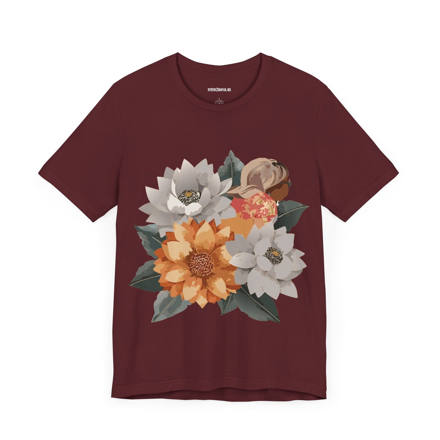 Retro2Nova Flowers Shirt Floral Shirt Unisex Floral Tee Lightweight Breathable Jersey