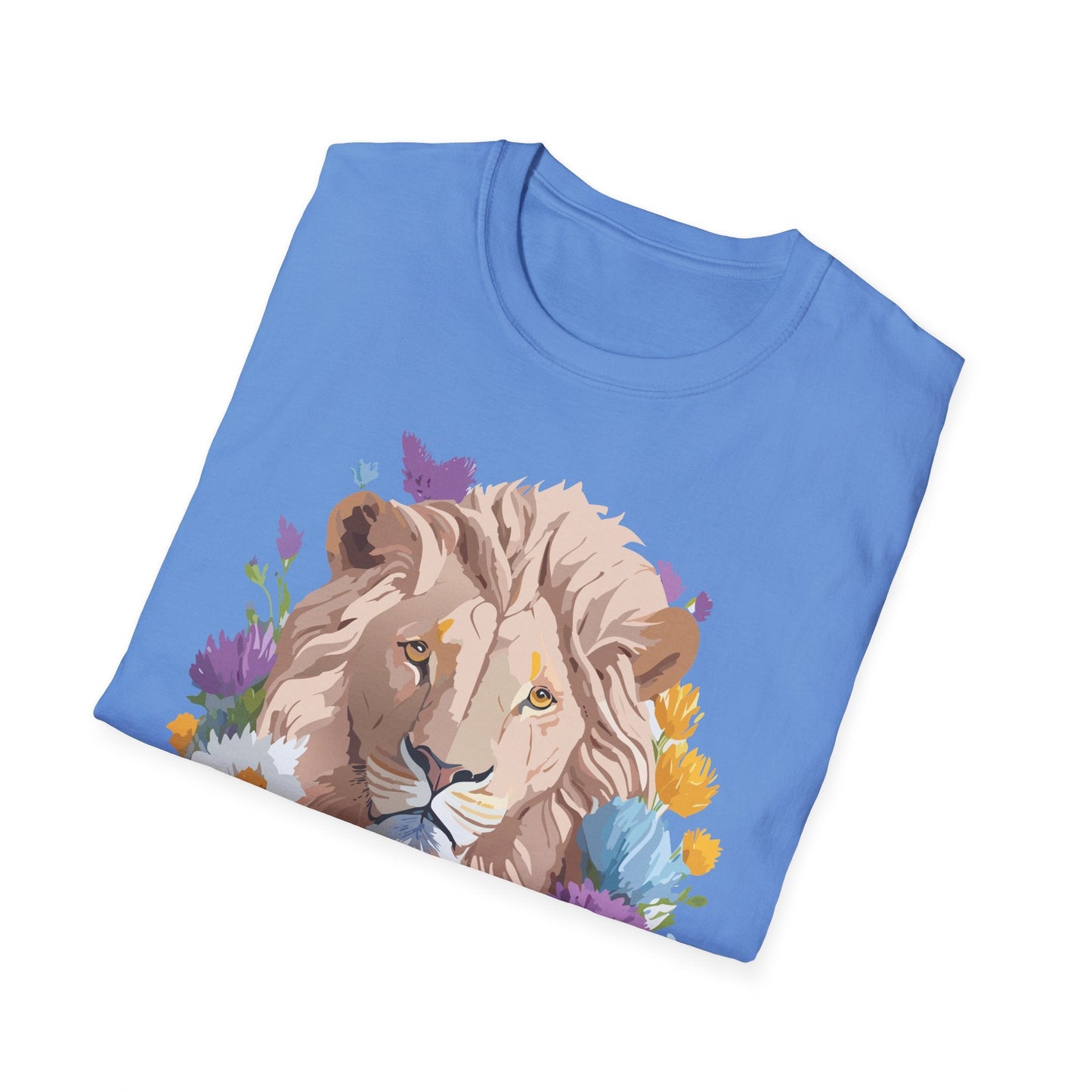 Lion Shirt Unisex Floral Lion Tee Gildan Softstyle 64000 Short Sleeve