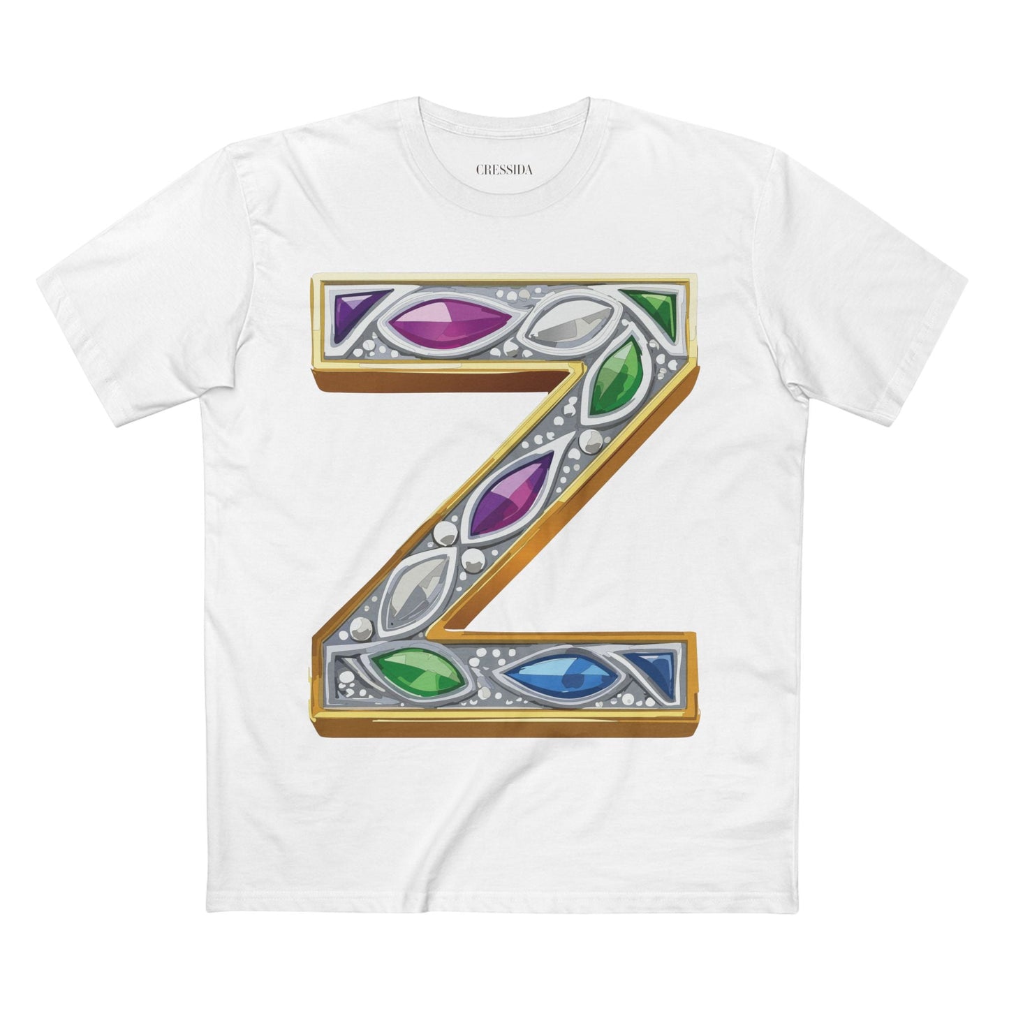 Letter Z Graphic Design Tee Unisex 100 Cotton With Antique Gold Letters Artwork T-Shirt
