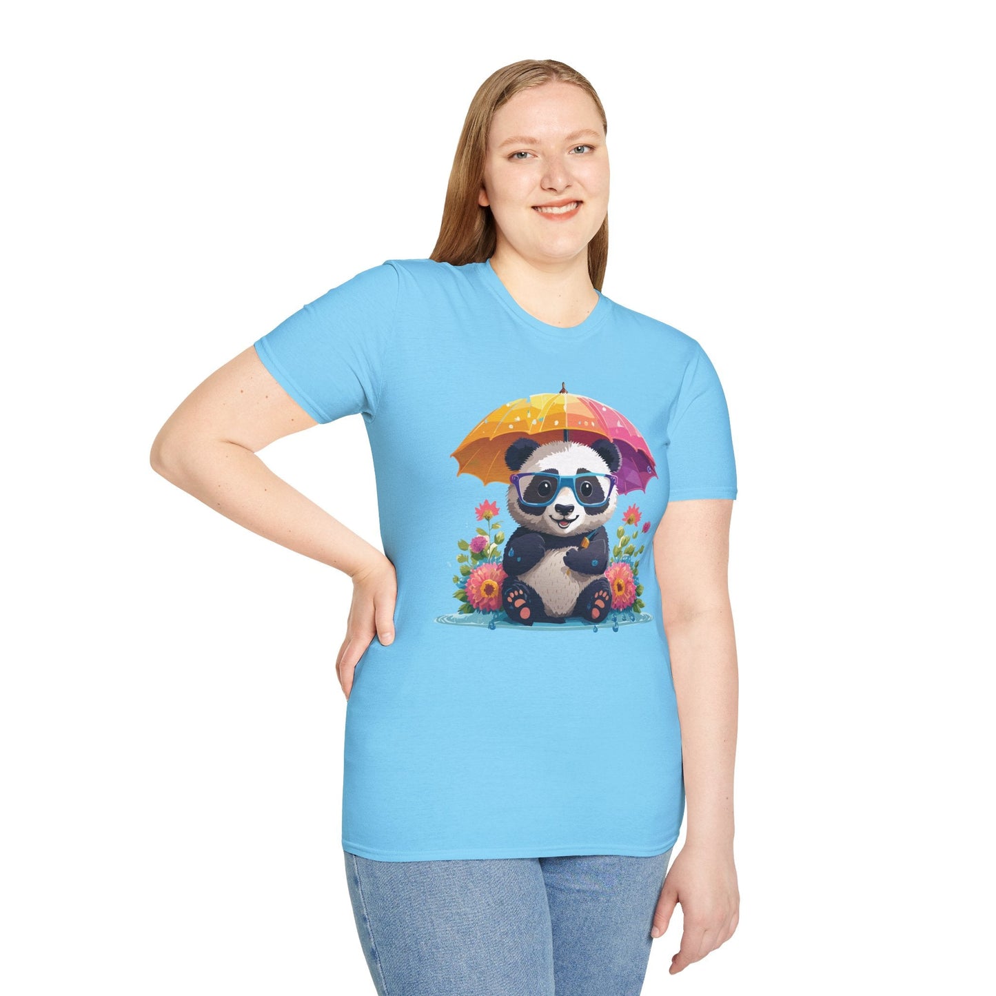 Unisex Panda Shirt Softstyle Tee 100 Percent Ring Spun Cotton Comfortable Animal Tee