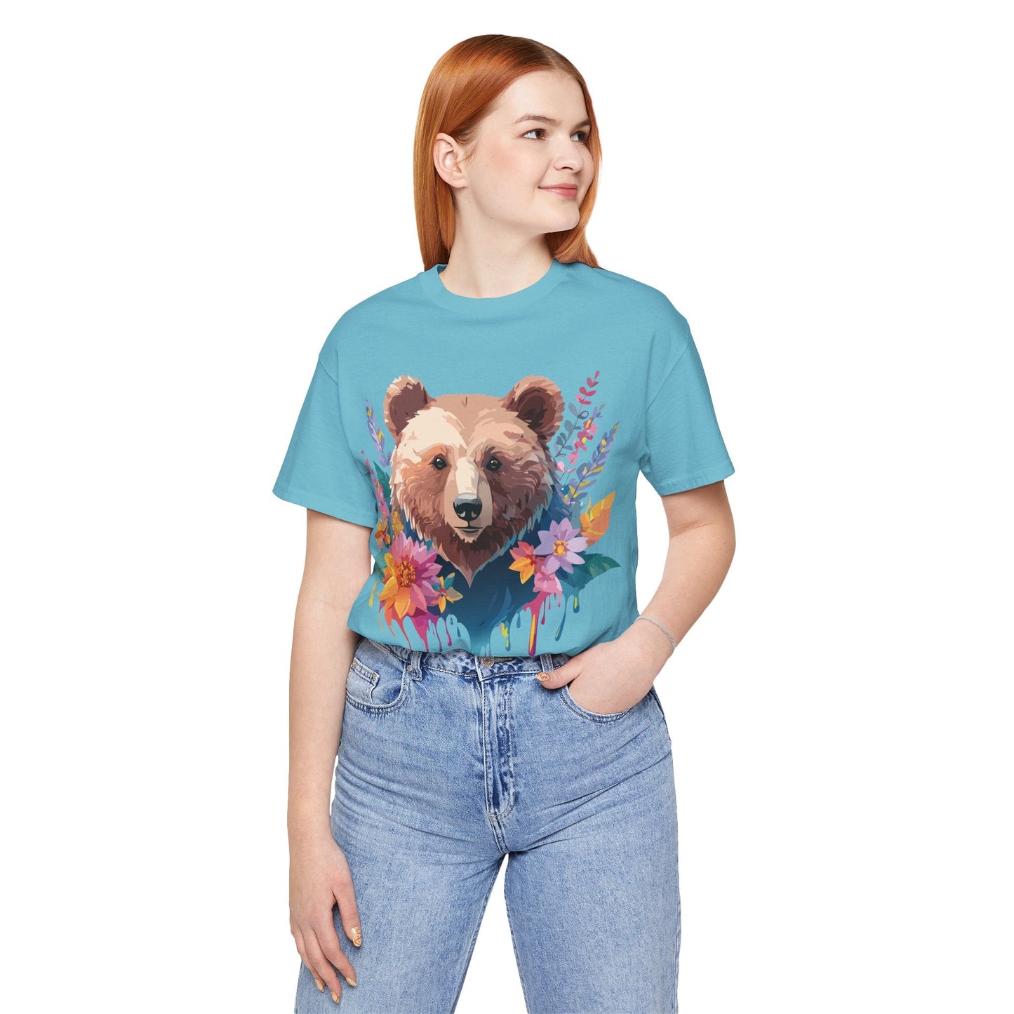 Bear Graphic Unisex 100 Cotton Short Sleeve Art Design Vintage T-Shirt 5