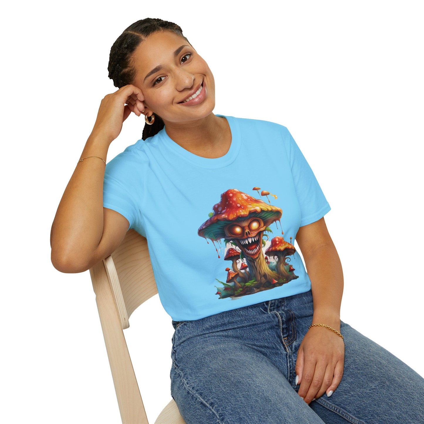 Mashroom Tee Shirt Unisex Softstyle 64000 100% Ring Spun Cotton with Funny Mushroom Artwork