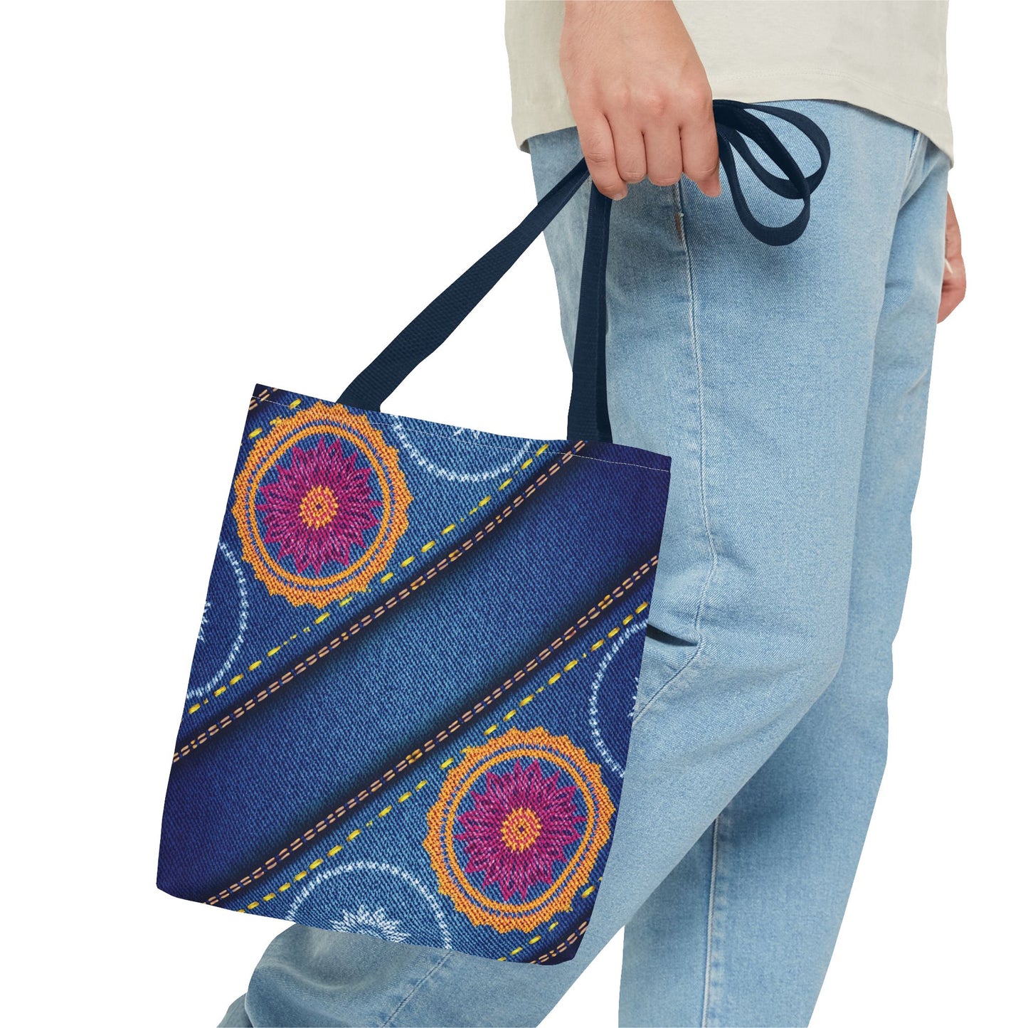 Diwali Graphic Denim Fabric Imitation Print Unisex Canvas Bag Poly Spun 3 Sizes Tote Bag 205-14