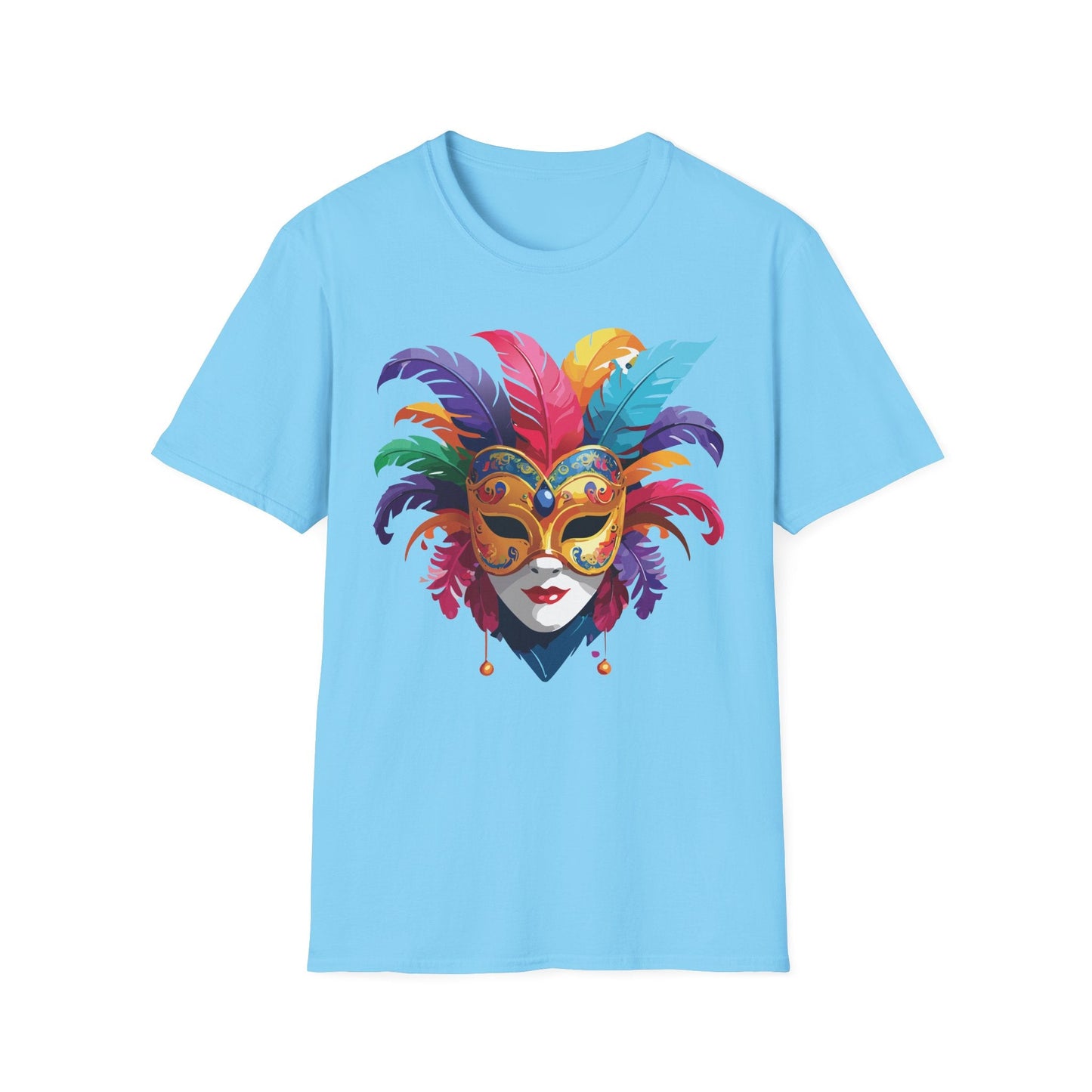 Unisex Mask Tee Shirt Gildan Softstyle 64000 Lightweight Comfortable Masquerade Design Tee