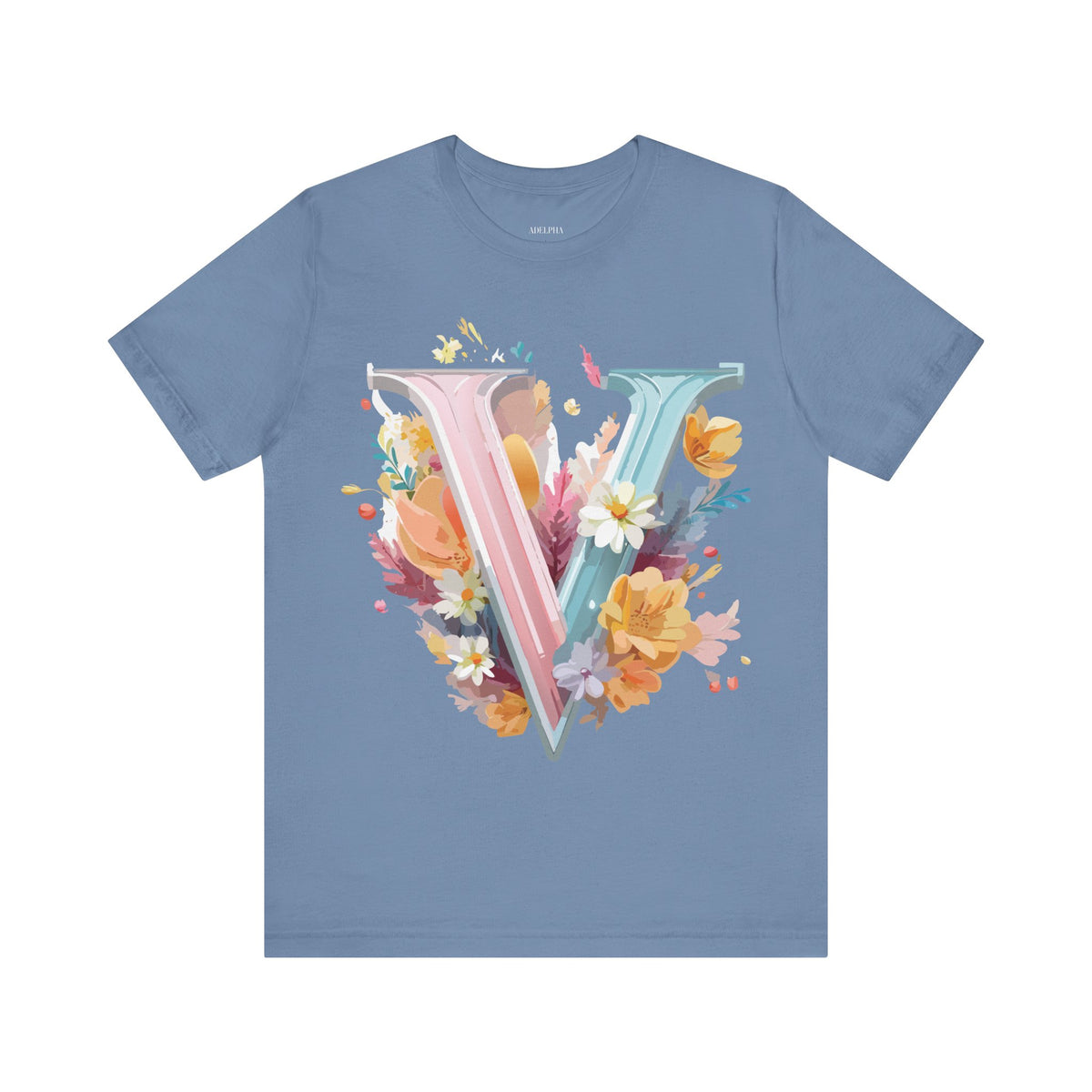Letter V Graphic Unisex Cotton Bella+Canvas Tee with Art Letter Design