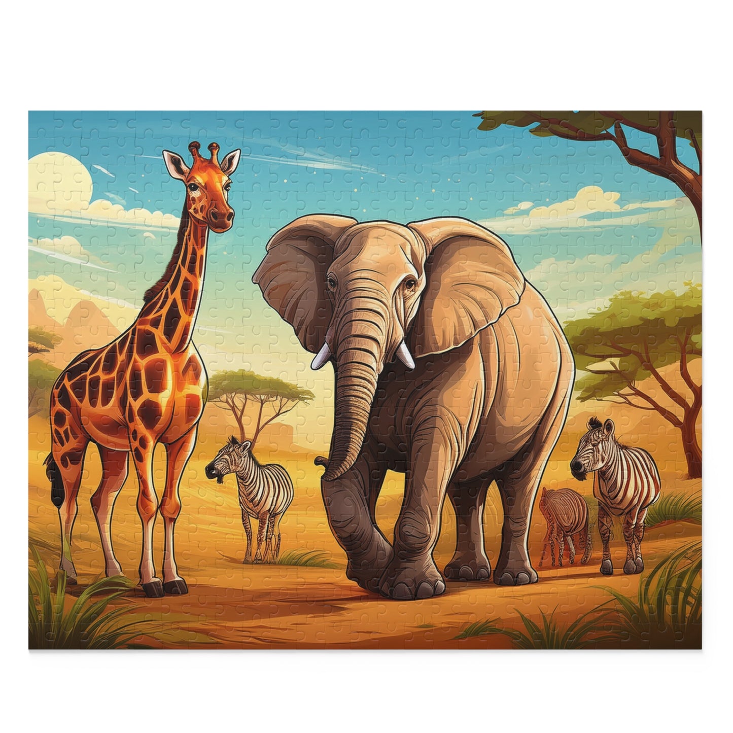 Animals on Safari Puzzle 500-Chipboard Pieces in Box | Kids Puzzles Size: 16" x 20",  Ages 9+ and Family pn43