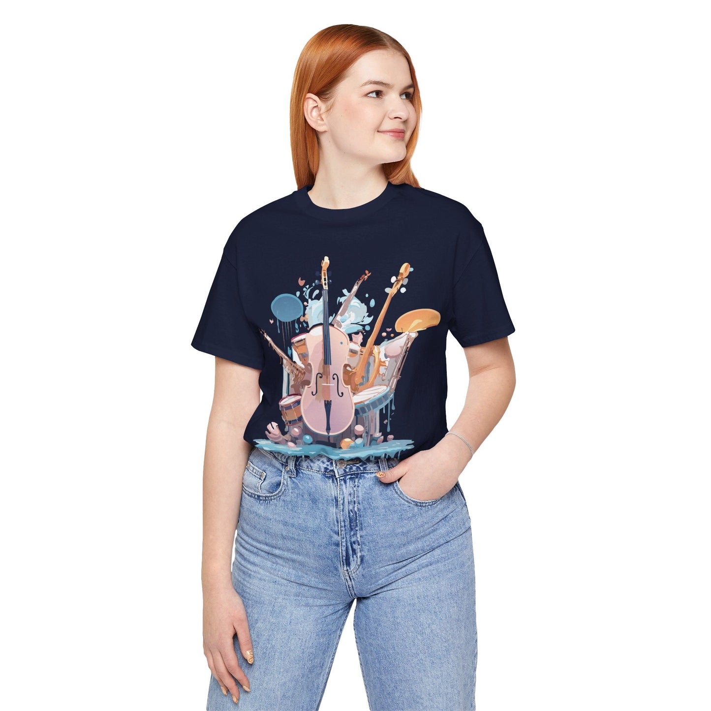 Music Graphic Unisex 100 Cotton Vintage Art with Musical Elements Tee 81