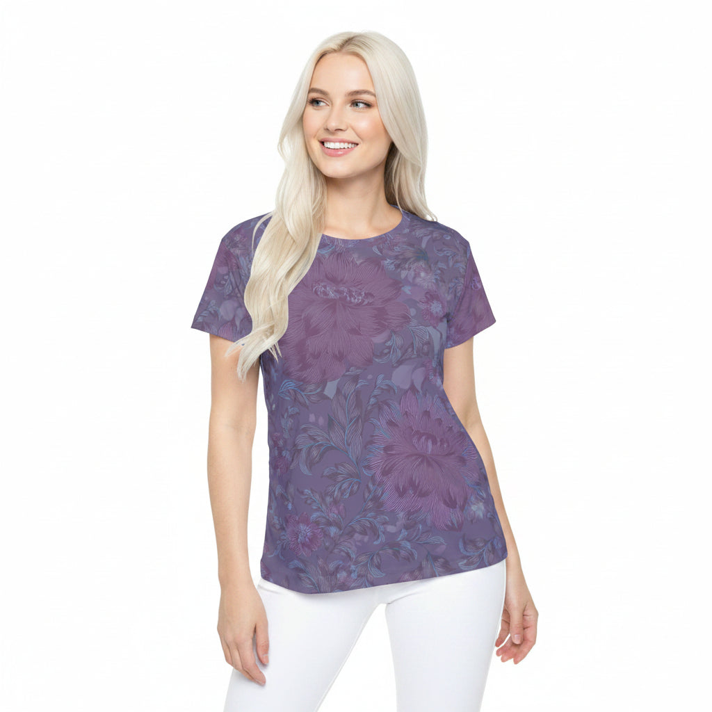 Women Poly T-Shirt with Floral Print