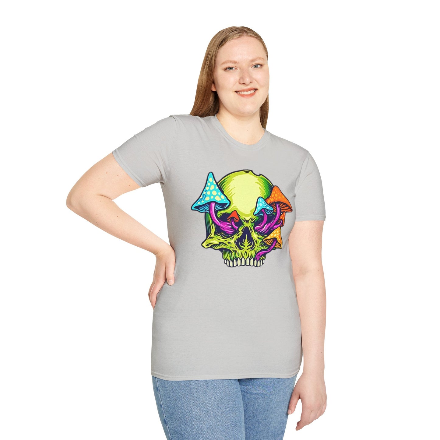 Unisex Skull Tee Shirt With Skeleton Art Design Gildan Softstyle 64000 100 Percent Ring Spun Cotton