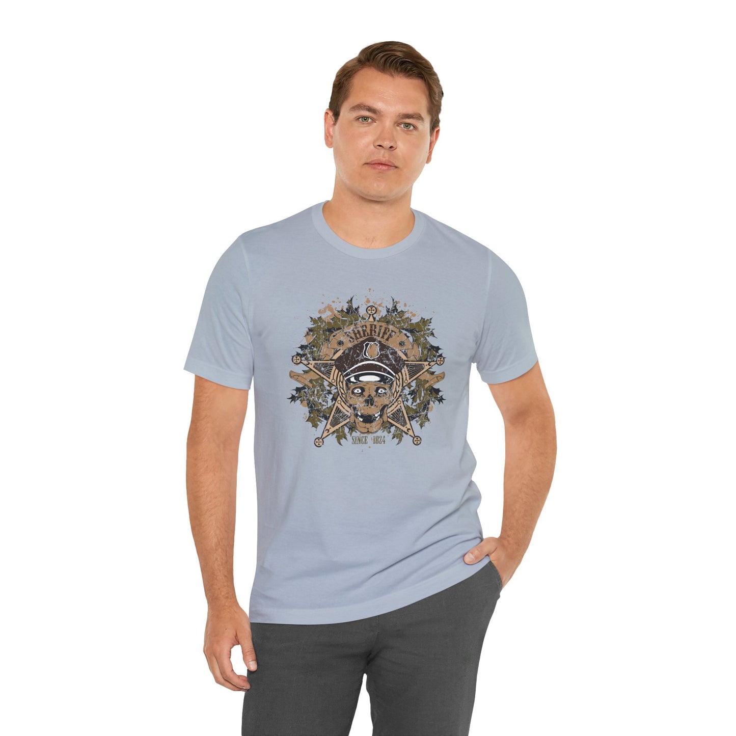 Skull Floral Emblem Graphic Unisex Cotton Tee Art-45