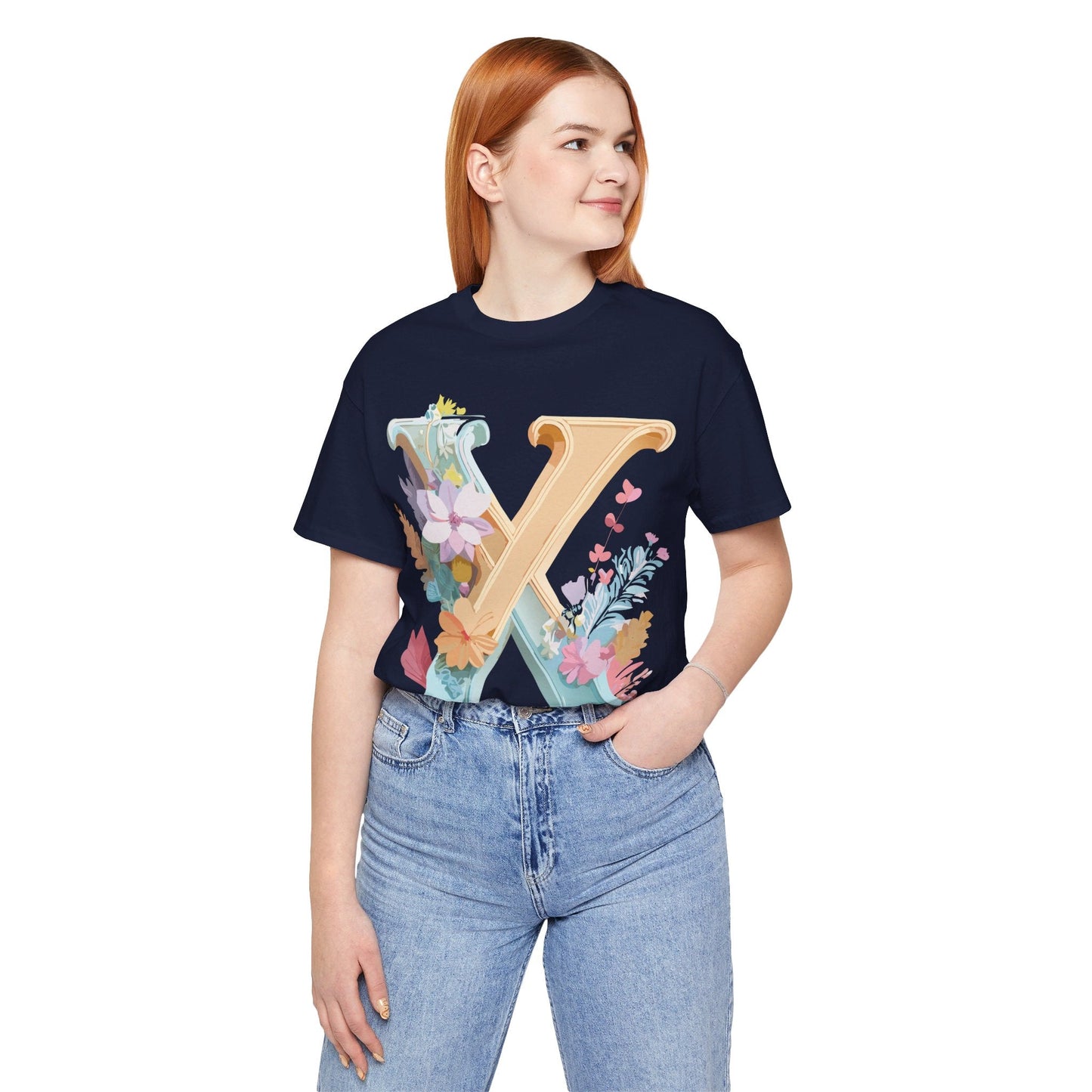 Letter X Shirt Graphic Tee Unisex Vintage Inspired Artwork By Adelpha Premium Comfort