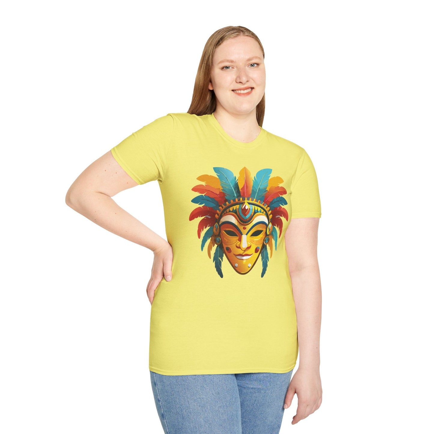Mask Tee Shirt Unisex Masquerade Design Gildan Softstyle 100 Percent Cotton Tee for Everyday Comfort