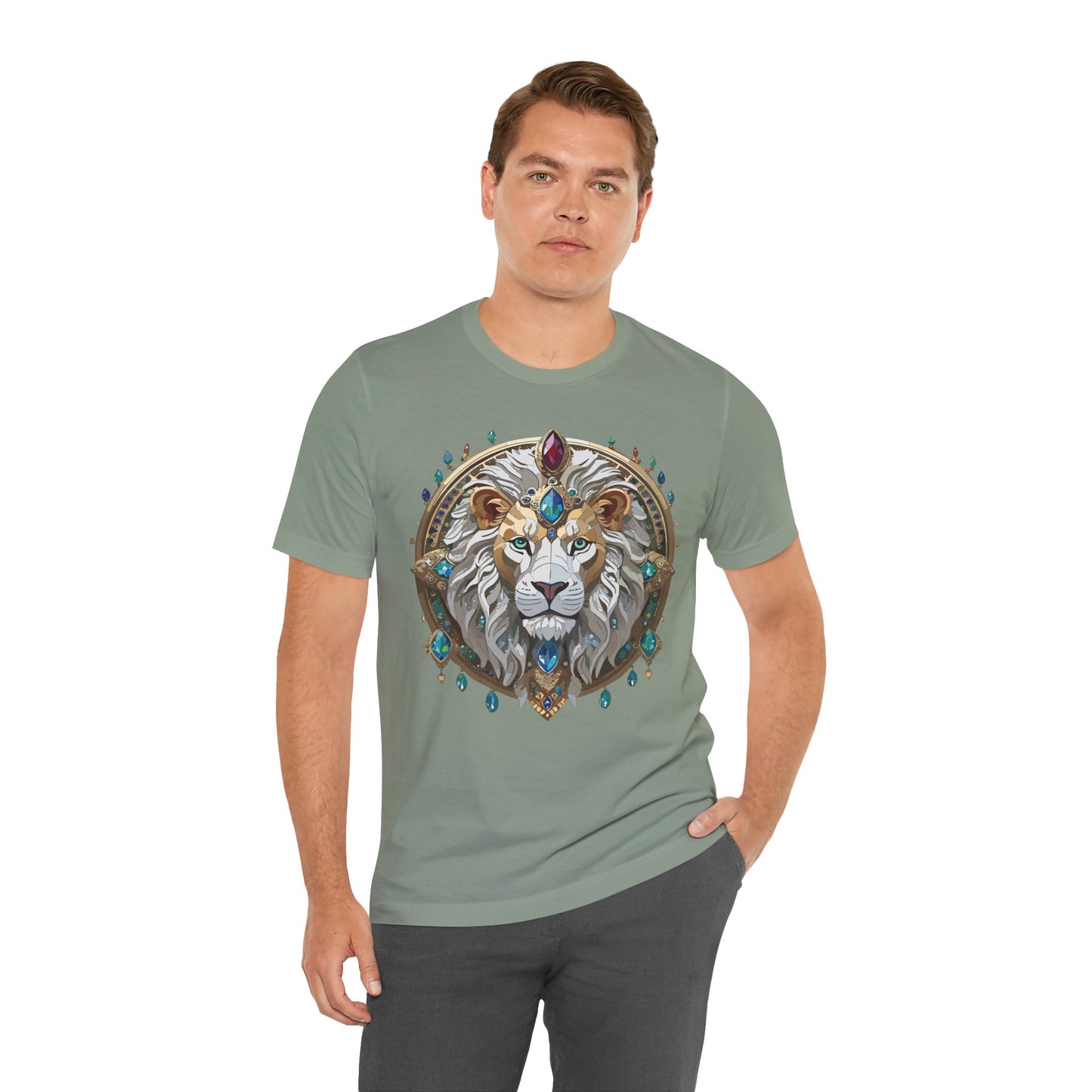 Unisex Lion Graphic Tee, Animal Shirt, Tee Shirt with Lion, Medallion T-Shirt, Animal Medallion Tees