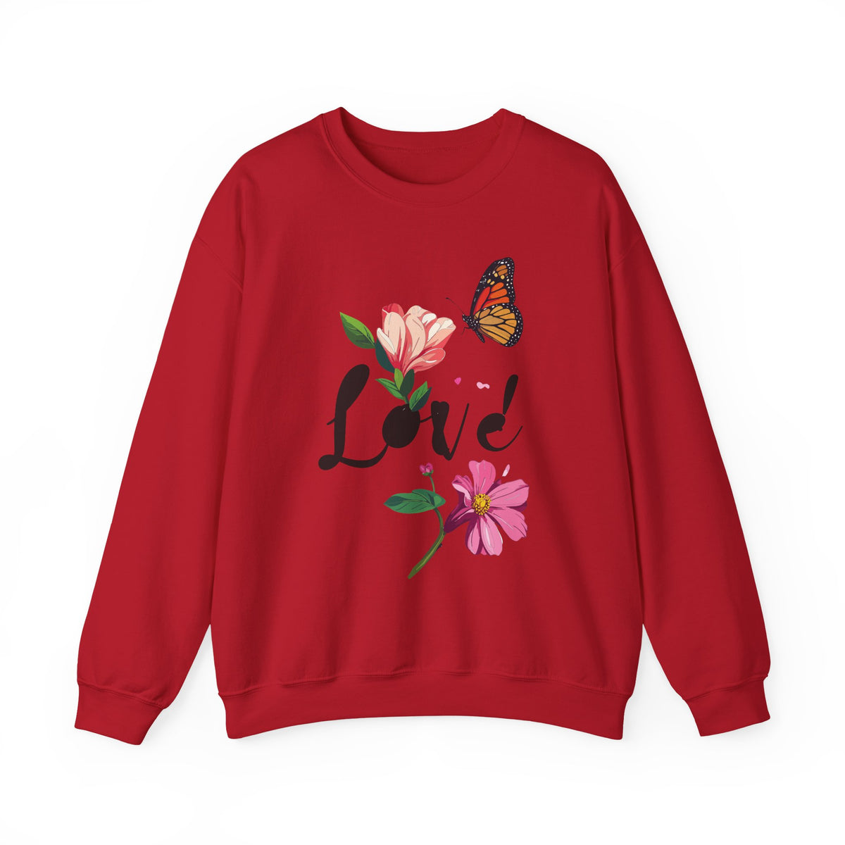 Floral Love Graphic Valentine's Day Sweatshirt Unisex 50/50 Cotton-Poly Sweatshirt w44
