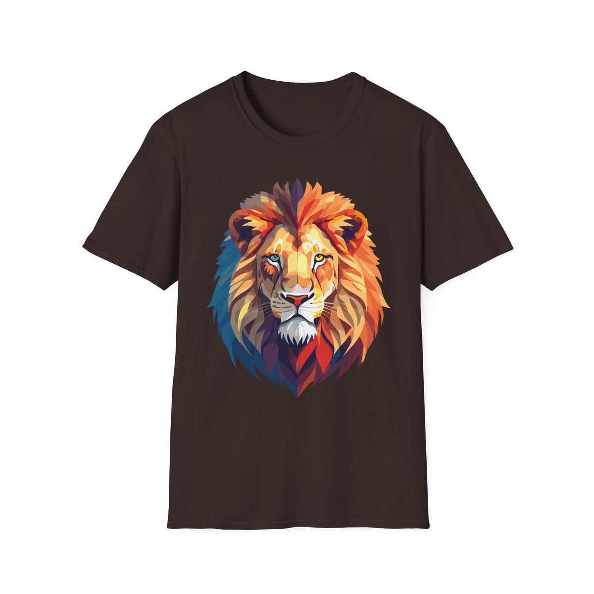 Colorful Lion Head T-Shirt | Vibrant Animal Portrait, Wildlife Tee