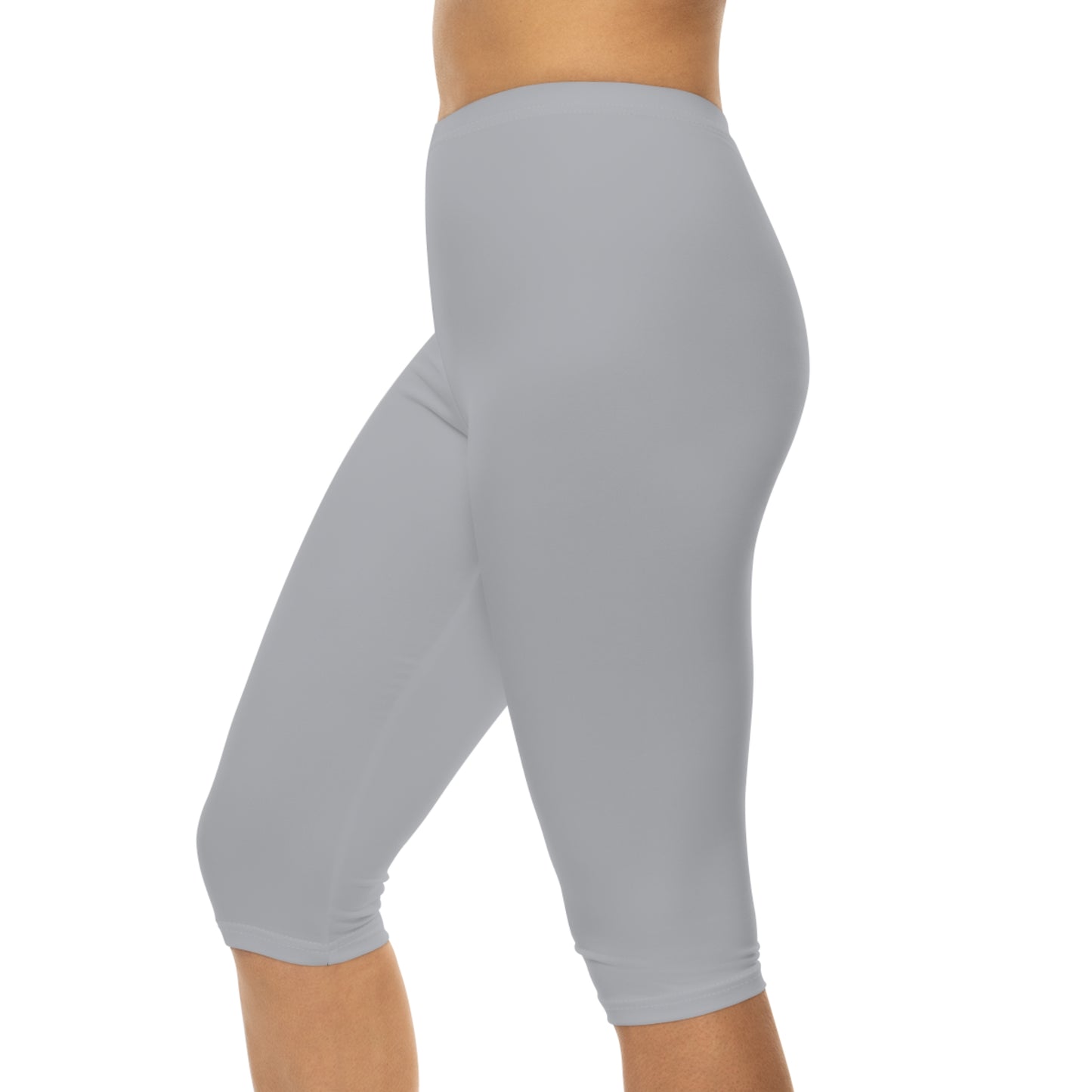 Pale Slate Color Women's Brushed Suede Poly Span Casual Capri Leggings XS-2XL