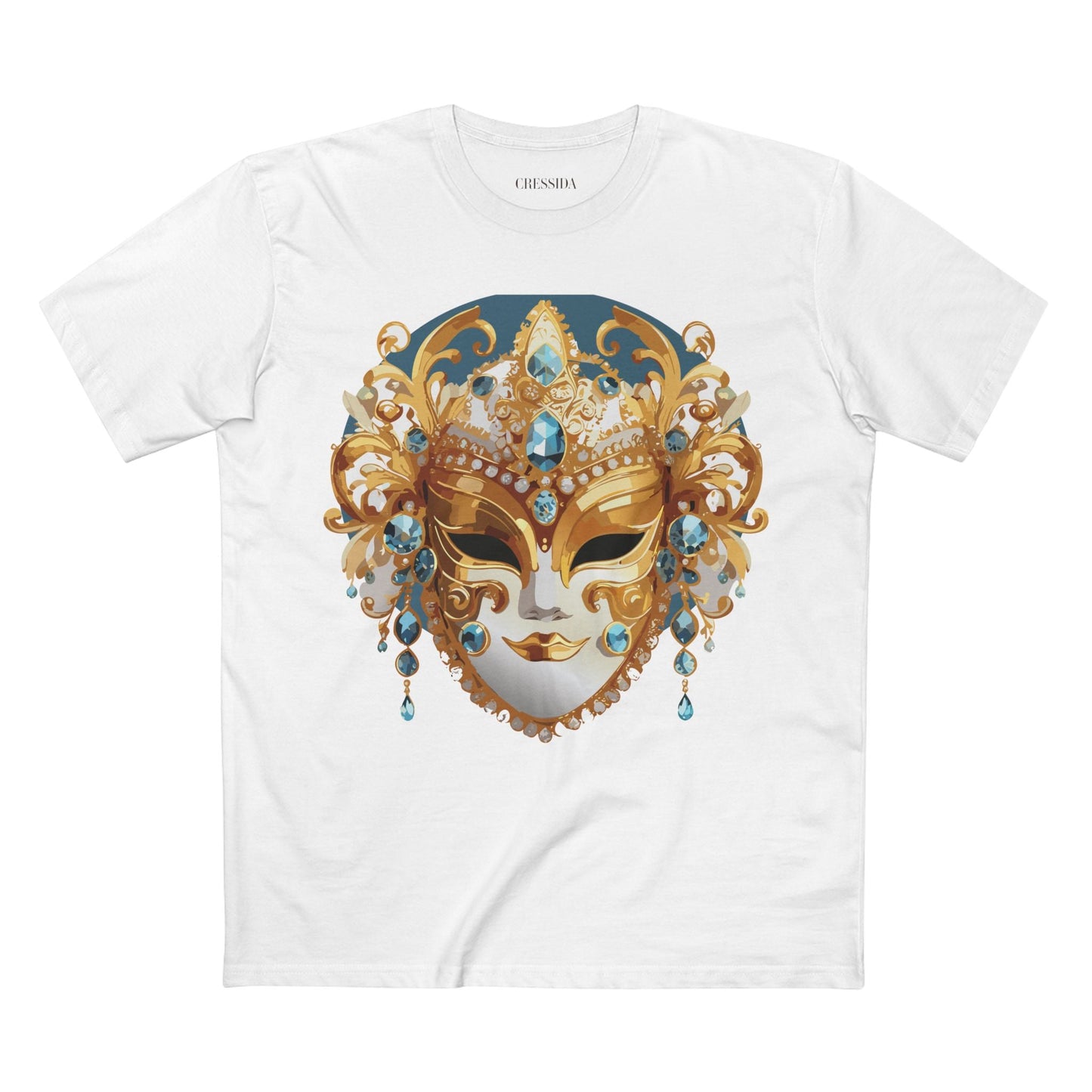 Carnival Mask Graphic T-Shirt Unisex 100 Cotton With Antique Gold Art Design Tee 12