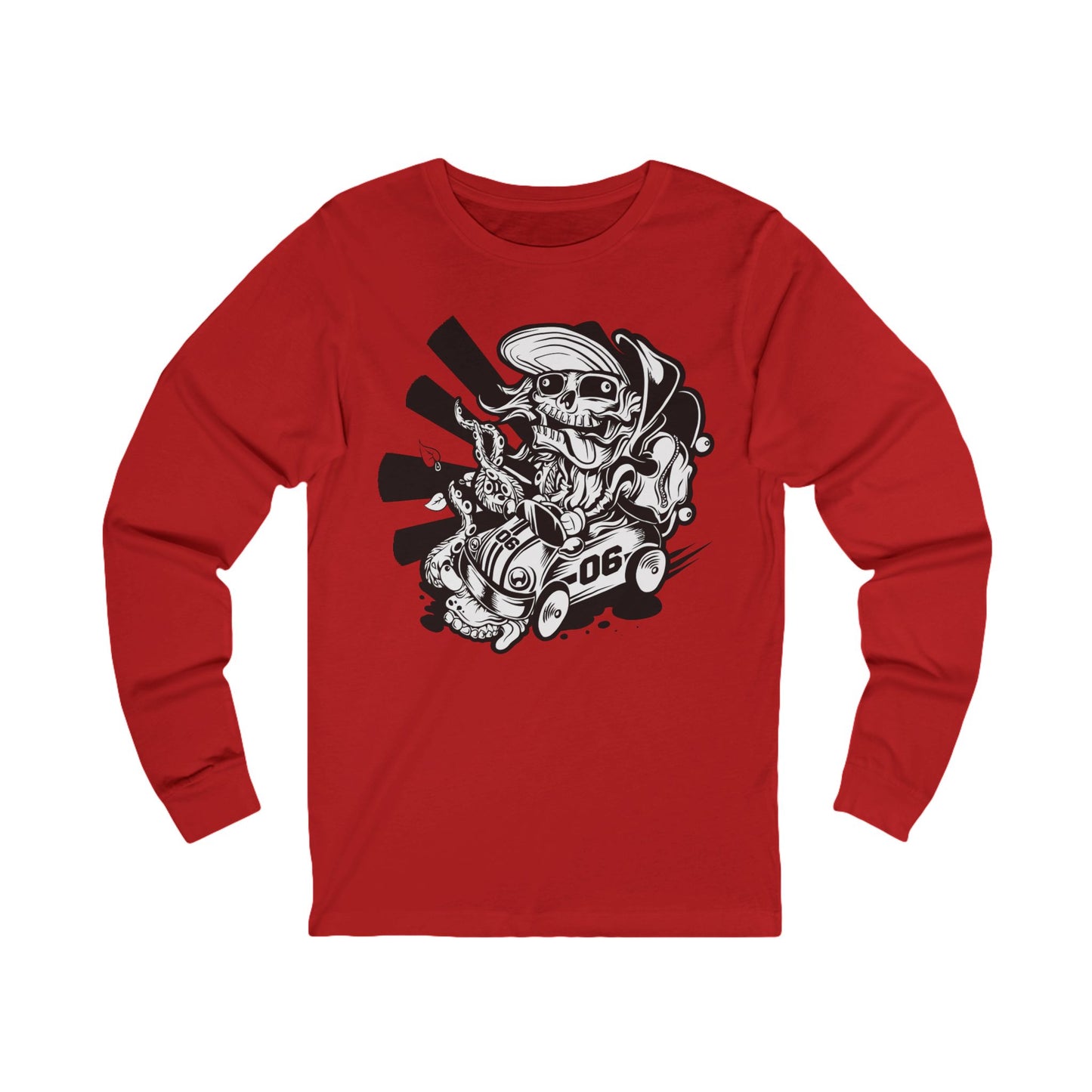 Creepy3 Unisex Skull Long Sleeve Tee, Skull Jersey Shirt, Skeleton T-Shirts with Long Sleeves, Skeleton Art Design Tees