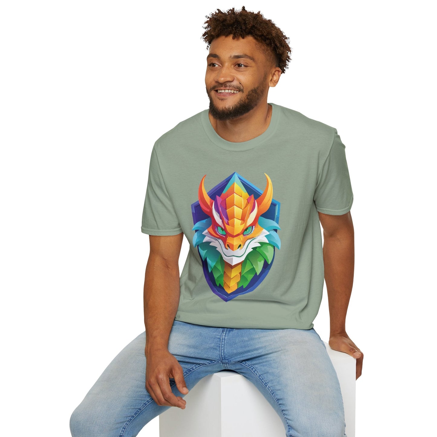 Unisex Dragon T Shirt Softstyle 64000 100 Percent Ring Spun Cotton Comfortable Tee