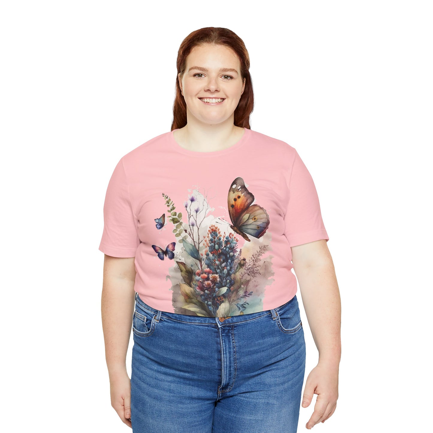 Cotton Tee Shirt with Butterfly Prints