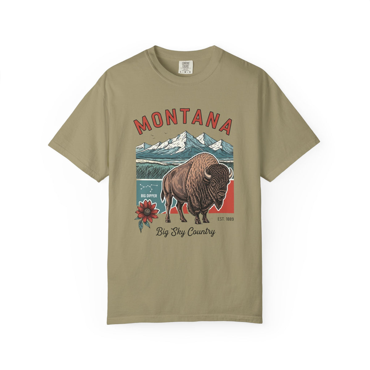 Montana Graphic Unisex Heavyweight Garment-Dyed Travel Tourist Graphic Gift Tee 100 Cotton Comfort Colors T-Shirt