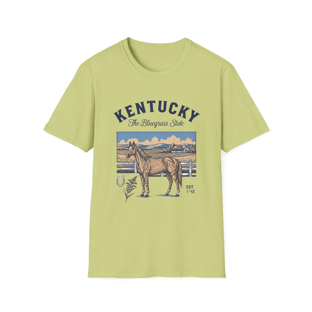 Kentucky Horse Vintage Graphic T-Shirt — The Bluegrass State Travel Tourist Graphic Tee Unisex 100 Cotton Gildan T-Shirt