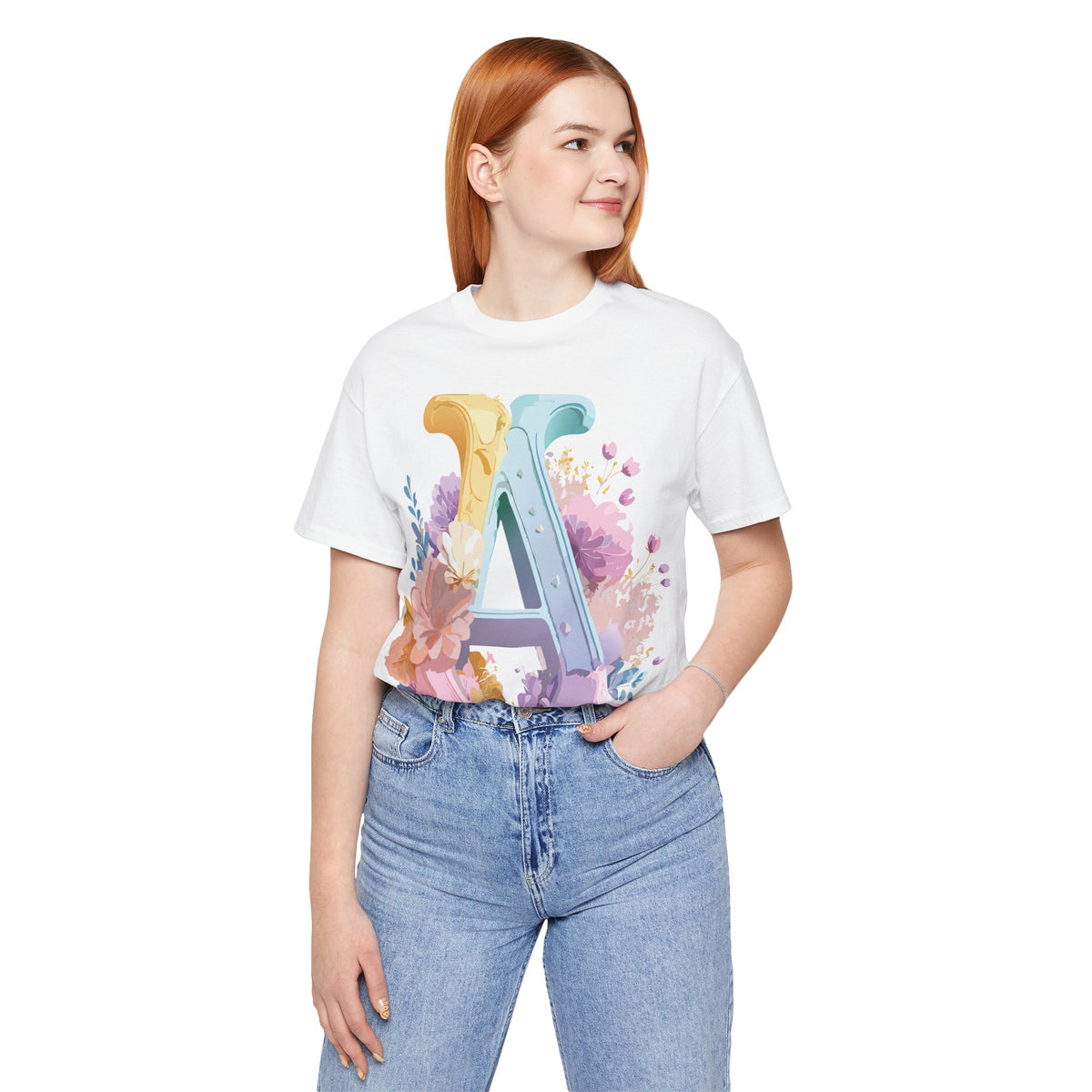 Letter A Graphic Unisex Cotton Bella+Canvas Tee with Art Letter Design