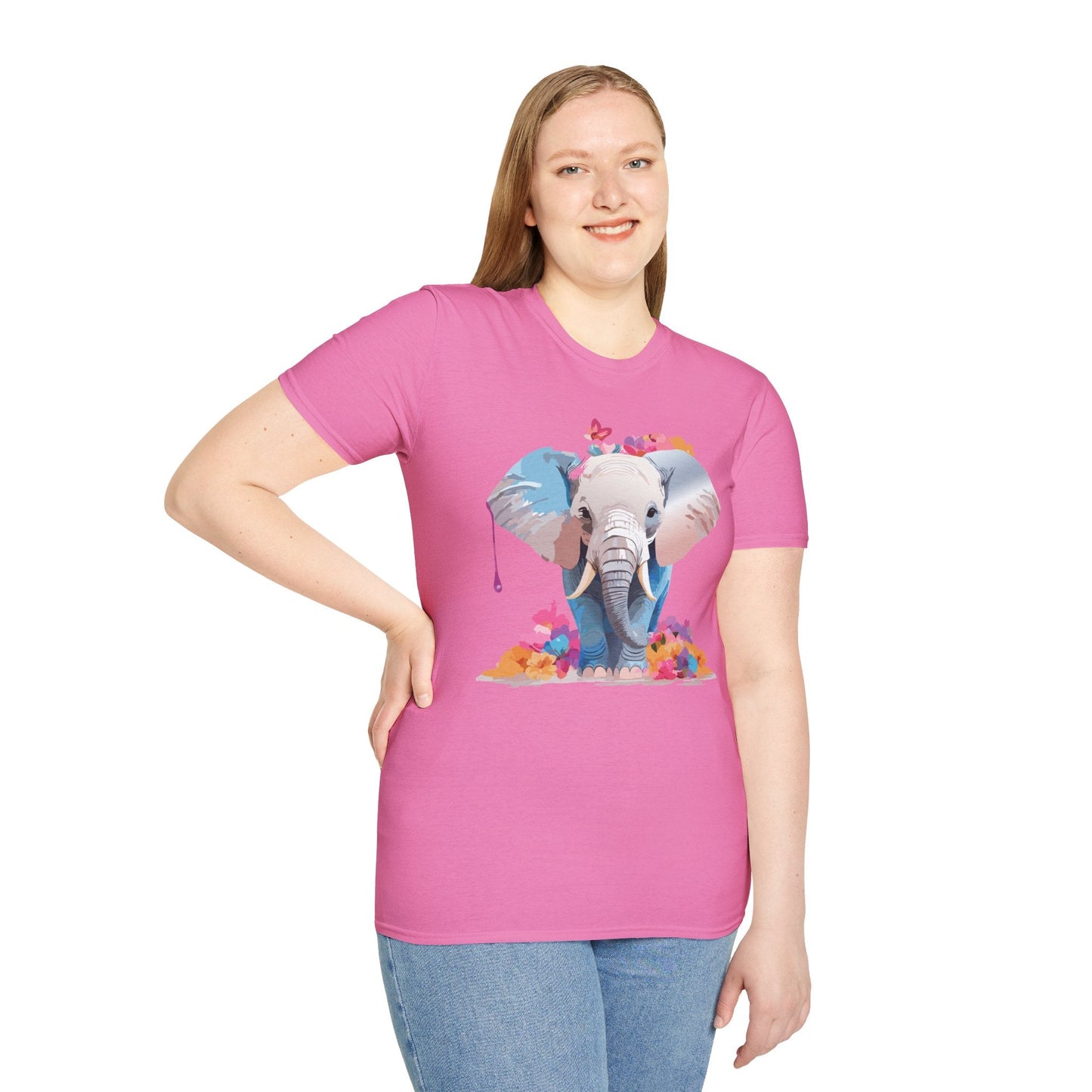 Elephant T Shirt Unisex Softstyle 64000 Graphic Elephant Illustration Animal Tee For Everyday Wear