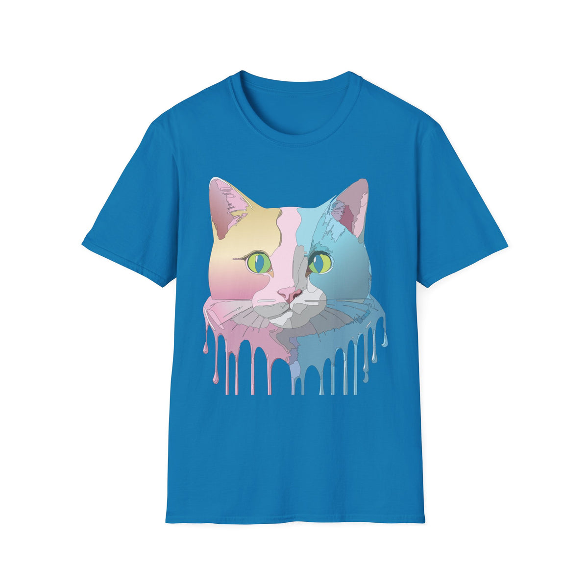 Pastel Pop Art Cat T-Shirt | Colorblock Kitty Face