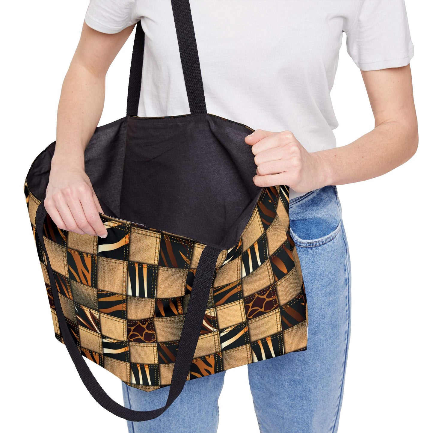 Denim Color Imitation Print Unisex  Yoga Bag  Spun Polyester 24x13 Canvas Gym Bag 15