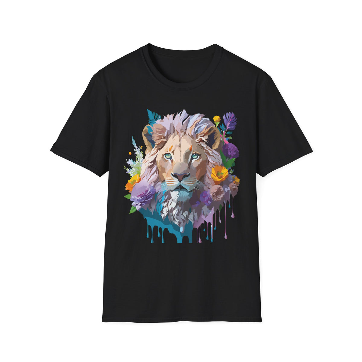 Watercolor Lion Face T-Shirt | Floral Safari Animal Tee