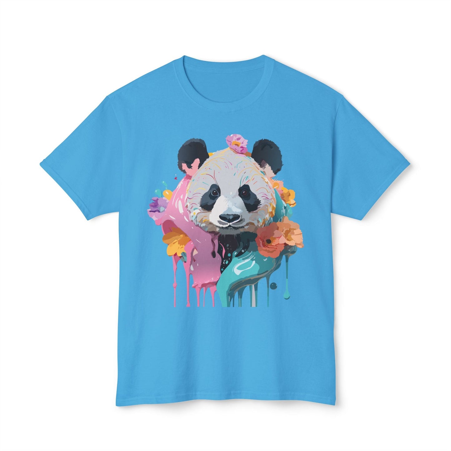 Panda T Shirt Unisex HD Cotton Tee With Panda Art Print Vintage Floral Design Printed In USA