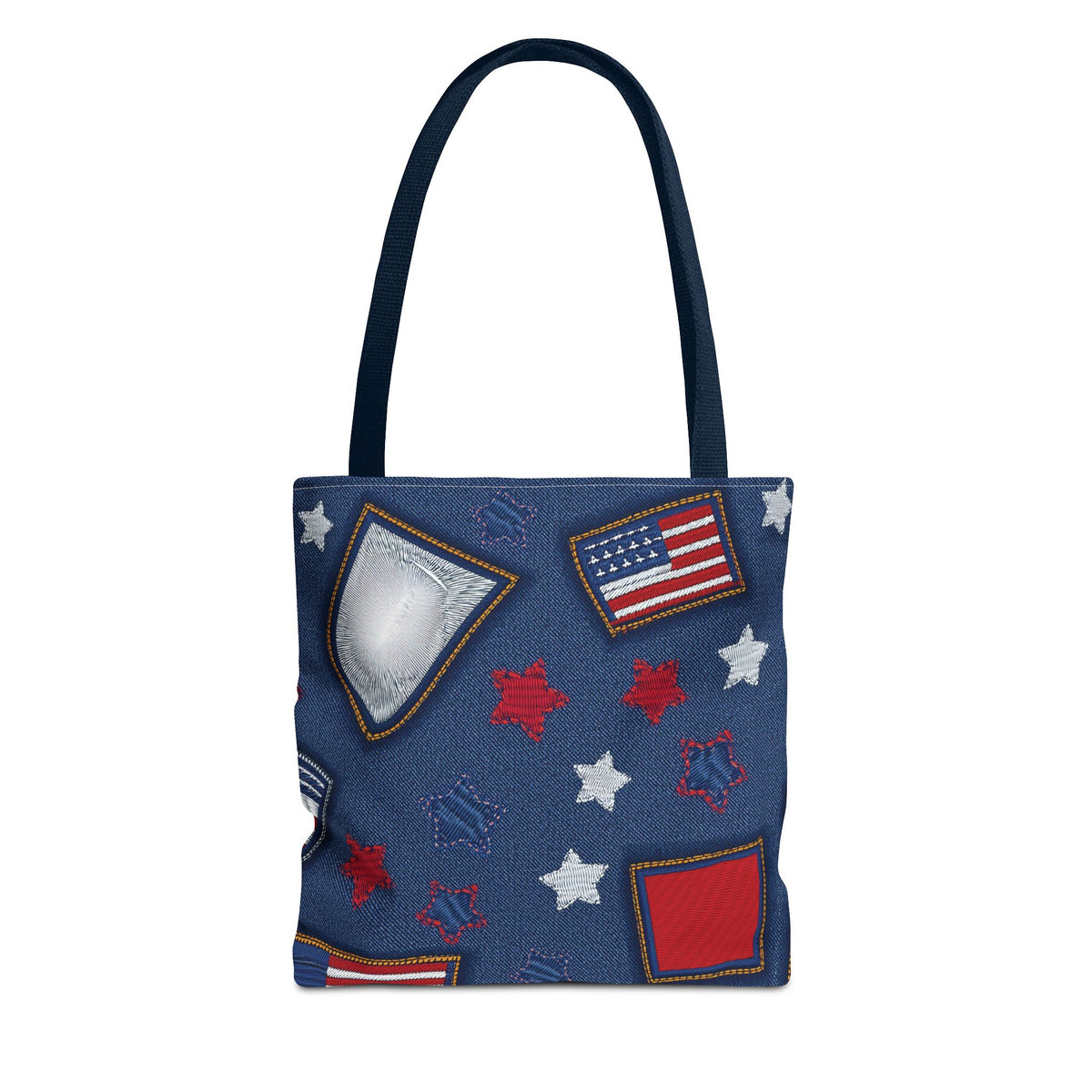 4th of July Graphic Denim Fabric Imitation Print Unisex Canvas Bag Poly Spun 3 Sizes Tote Bag 200-8