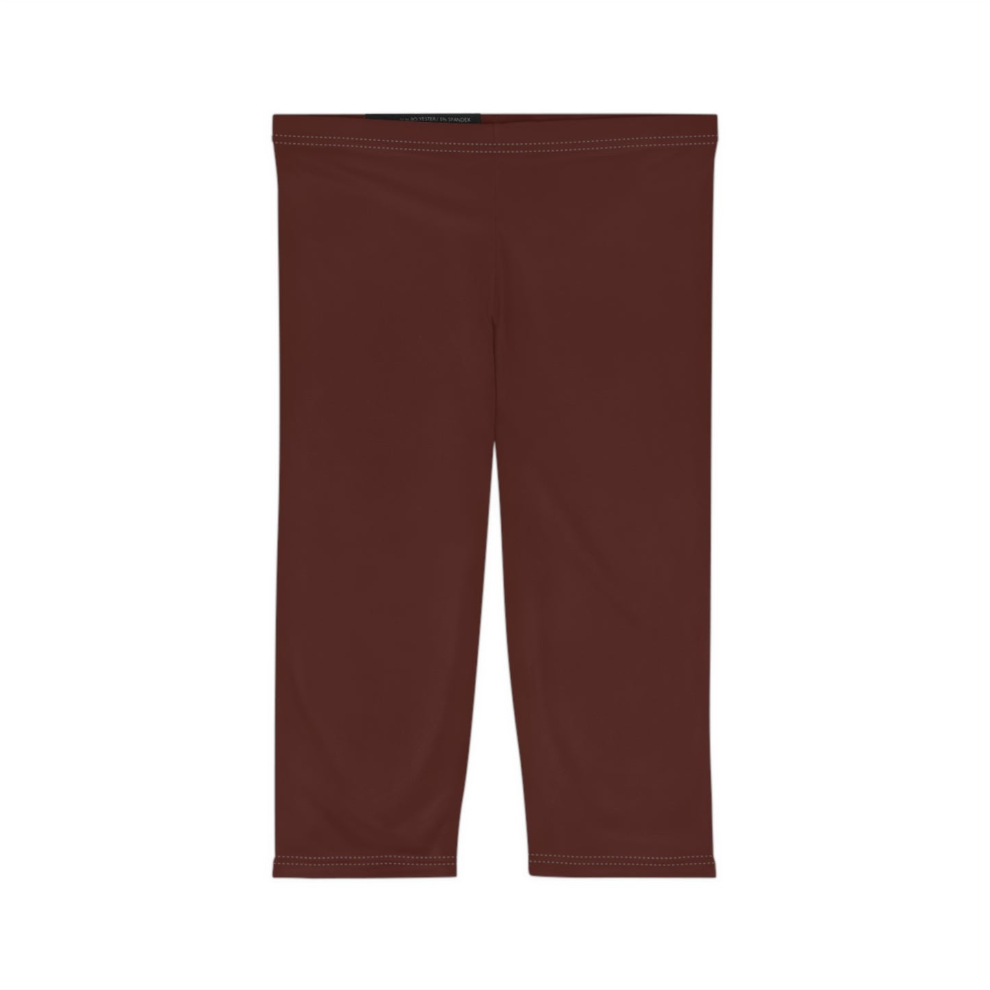 Bordo Espresso Color Women's Brushed Suede Poly Span Casual Capri Leggings XS-2XL