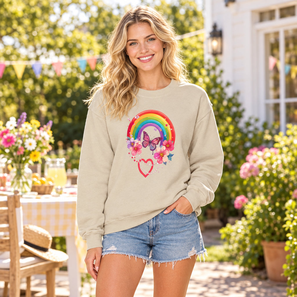 Rainbow Heart Sweatshirt, Floral Heart Sweatshirt, Floral Love Sweatshirt, Valentine's Day Sweatshirt, Rainbow Heart Floral Sweatshirt 106