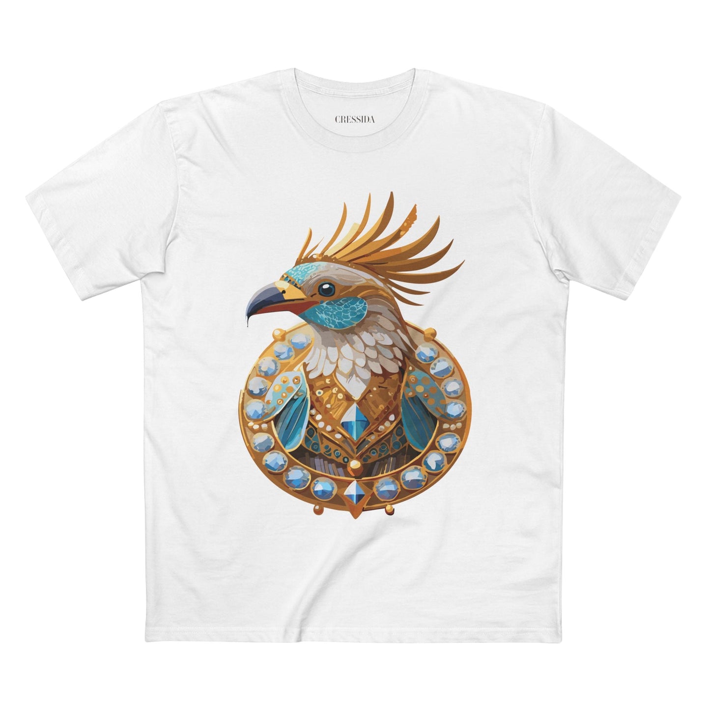 Bird Graphic Unisex 100 Cotton Tee With Unique Animal Golden Medallion Art Design 23