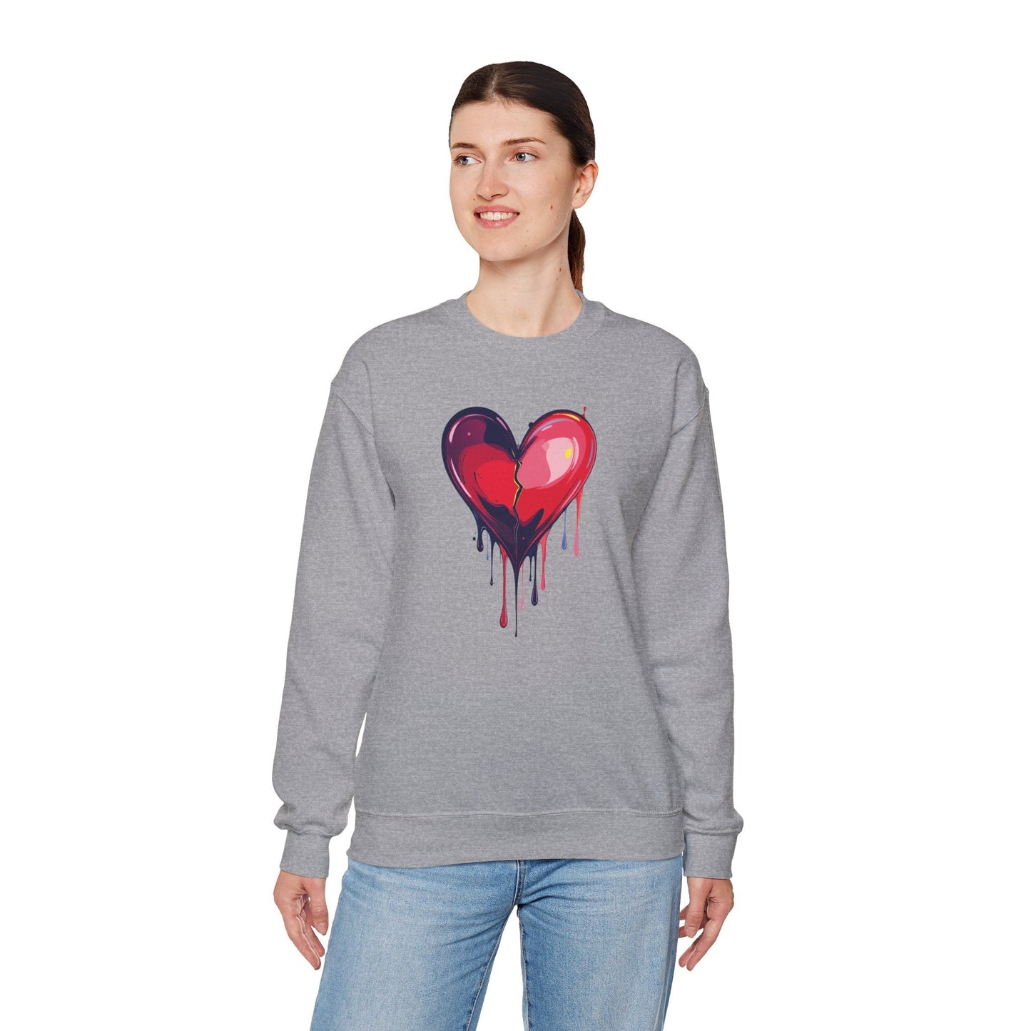 Red Heart Floral Sweatshirt Unisex Heavy Blend Crewneck Valentines Day Love Sweatshirt