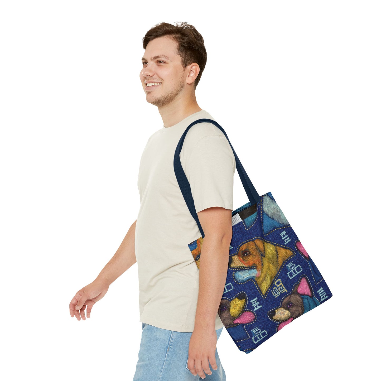Denim Fabric Imitation Print Unisex Canvas Bag Poly Spun 3 Sizes Tote Bag 191-10