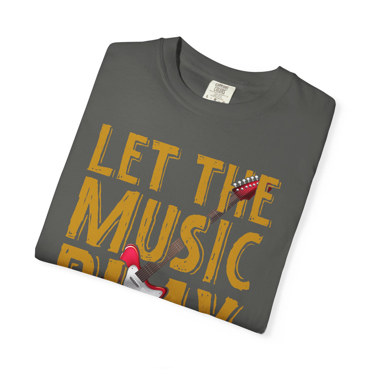 Let The Music Play Guitar T-shirt Music Typography Unisex Cotton Tee Comfort Colors 002