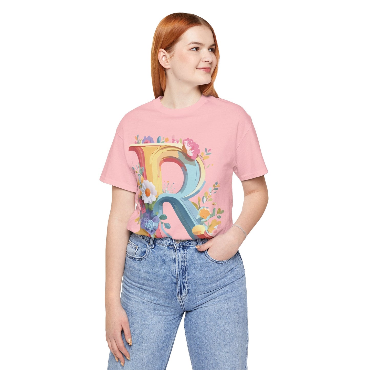 Adelpha Letter R Graphic Tee Unisex Short Sleeve Vintage Style Art Design Artwork Premium Fit