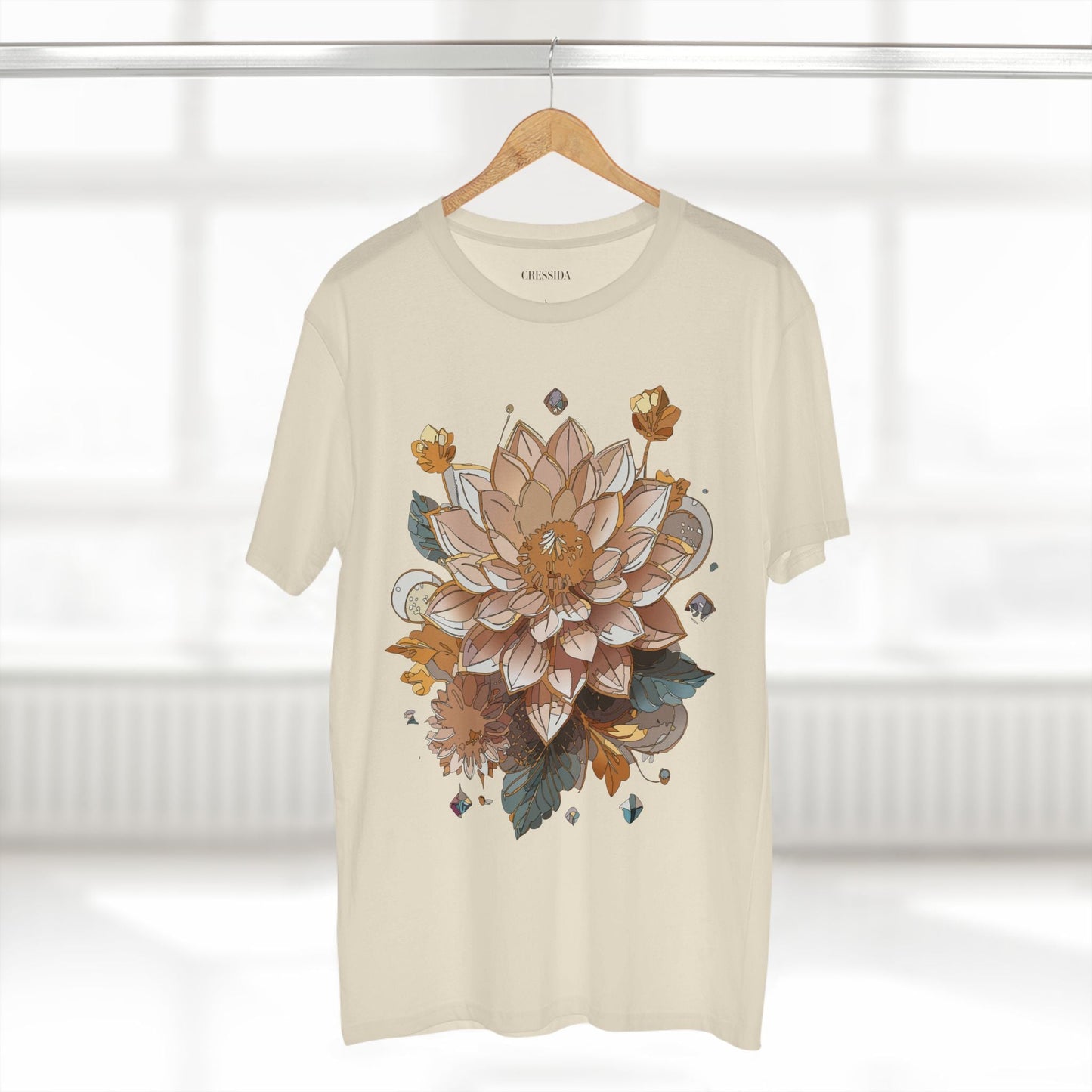 Floral Graphic T-Shirt Unisex 100 Cotton Art Design with Antique Flowers Tee 9