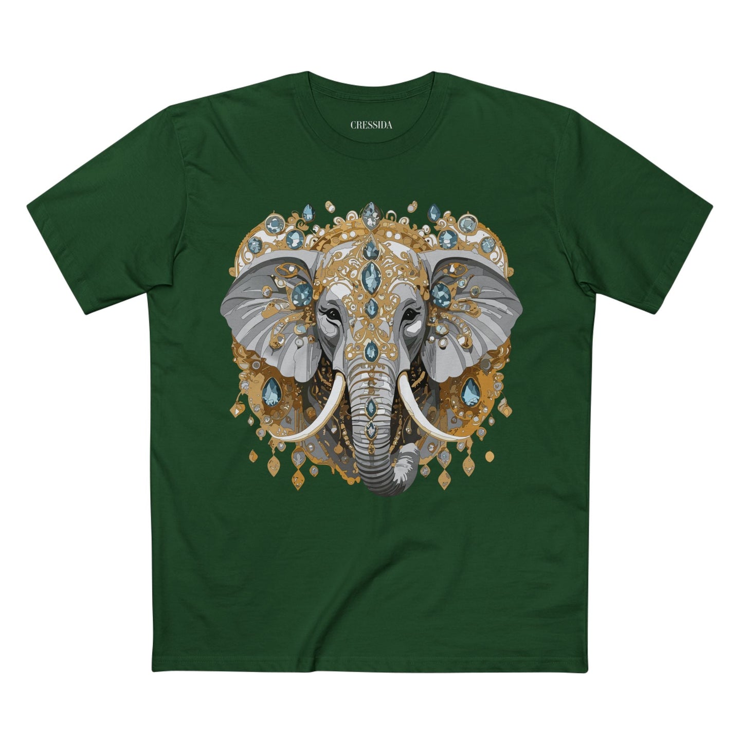 Elephant Graphic Unisex 100 Cotton Tee With Unique Animal Golden Medallion Art Design 38