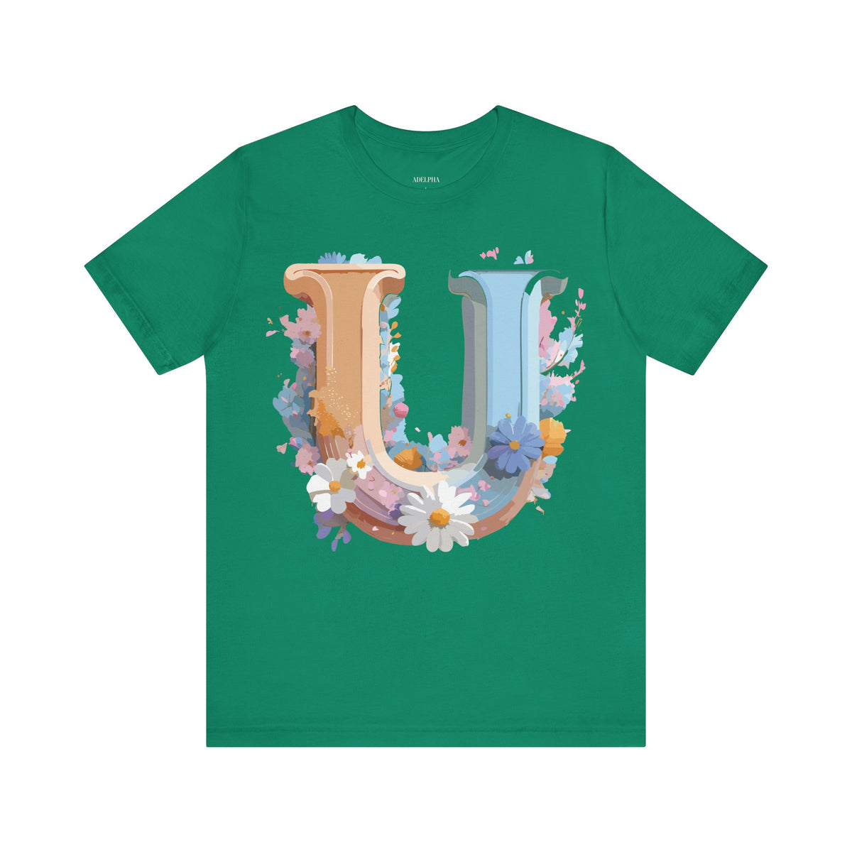 Letter U Graphic Unisex Cotton Bella+Canvas Tee with Art Letter Design